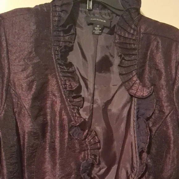 R&M Richards Deep Purple Ruffled Blazer - Picture 3 of 5